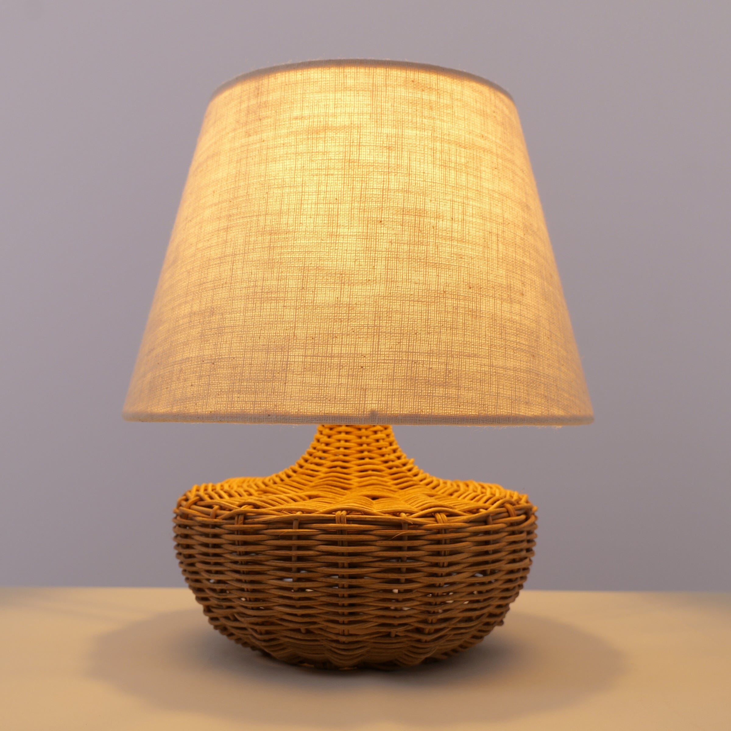 Lightsin Handwoven Rattan Table Lamp with Linen Shaded Lightsin UK