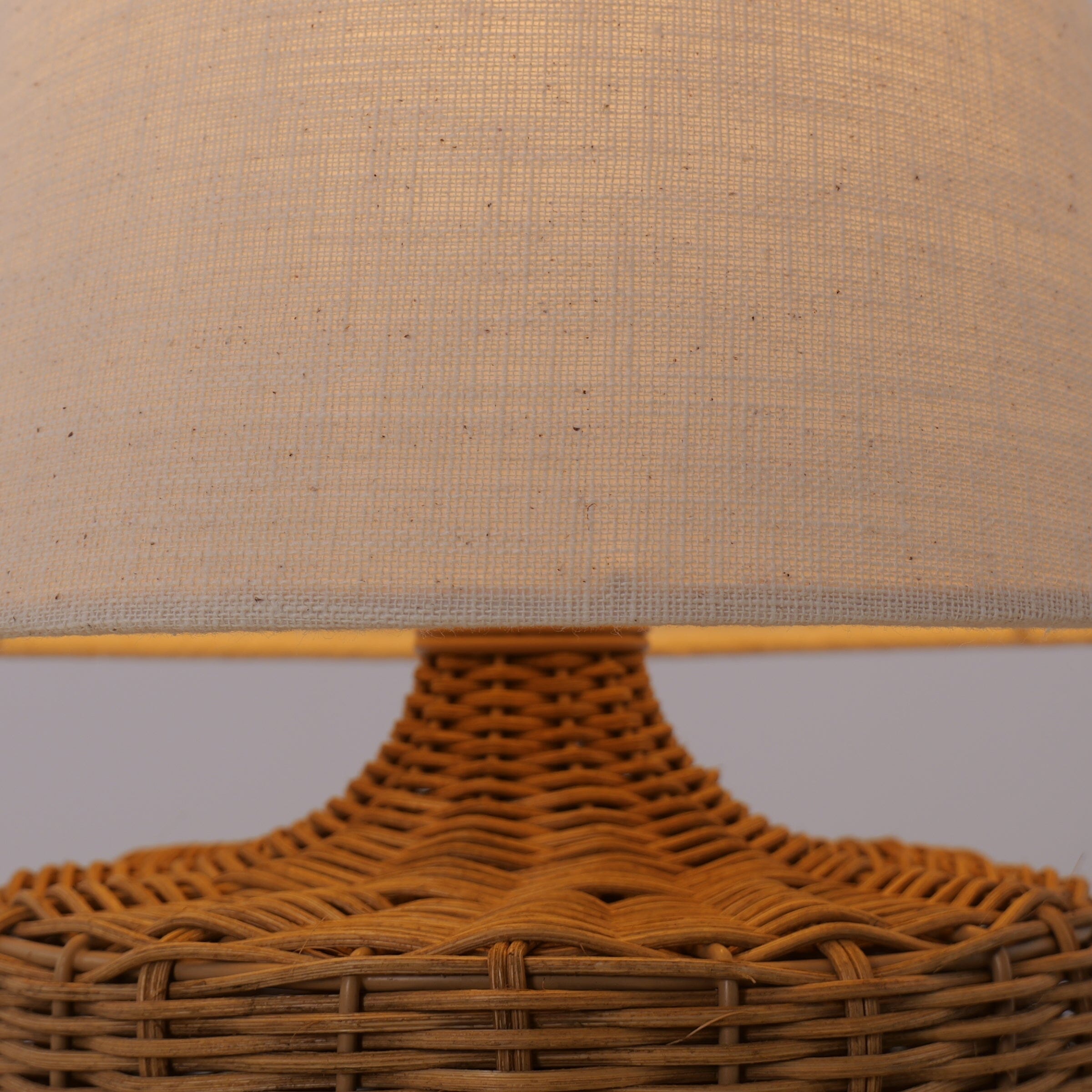 Lightsin Handwoven Rattan Table Lamp with Linen Shaded Lightsin UK