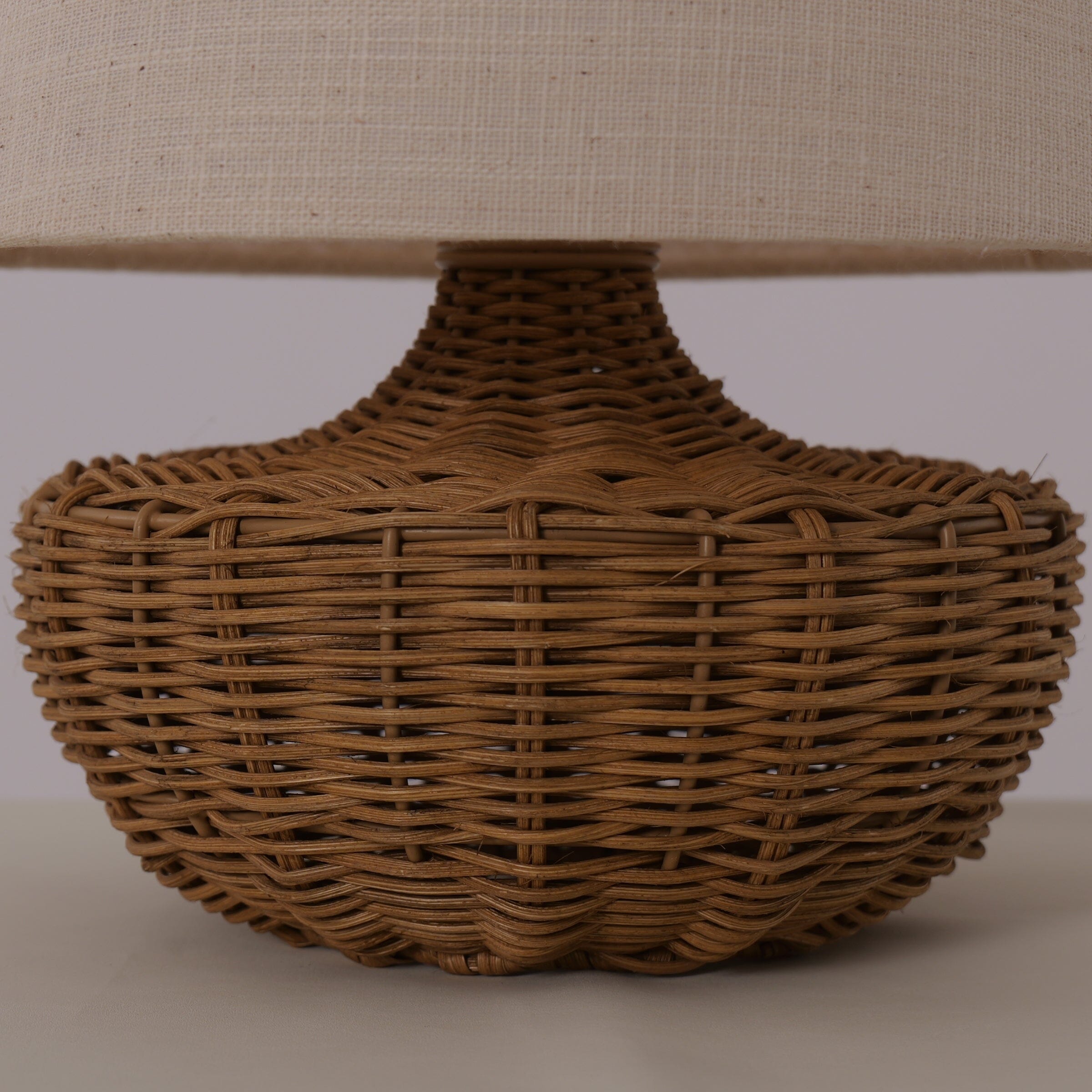 Lightsin Handwoven Rattan Table Lamp with Linen Shaded Lightsin UK