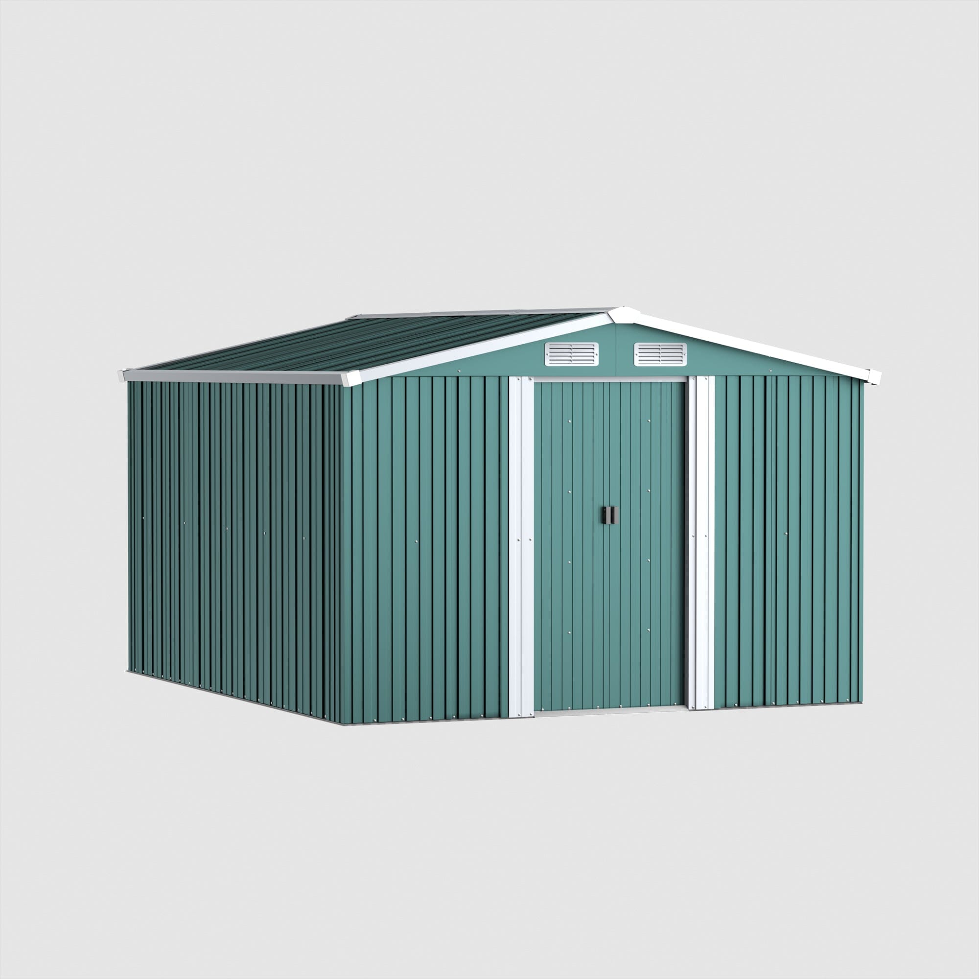 Waterproof 6x8/8x8/10x8ft Metal Shed with Gable Roof Charcoal/Green Garden Sheds Living and Home