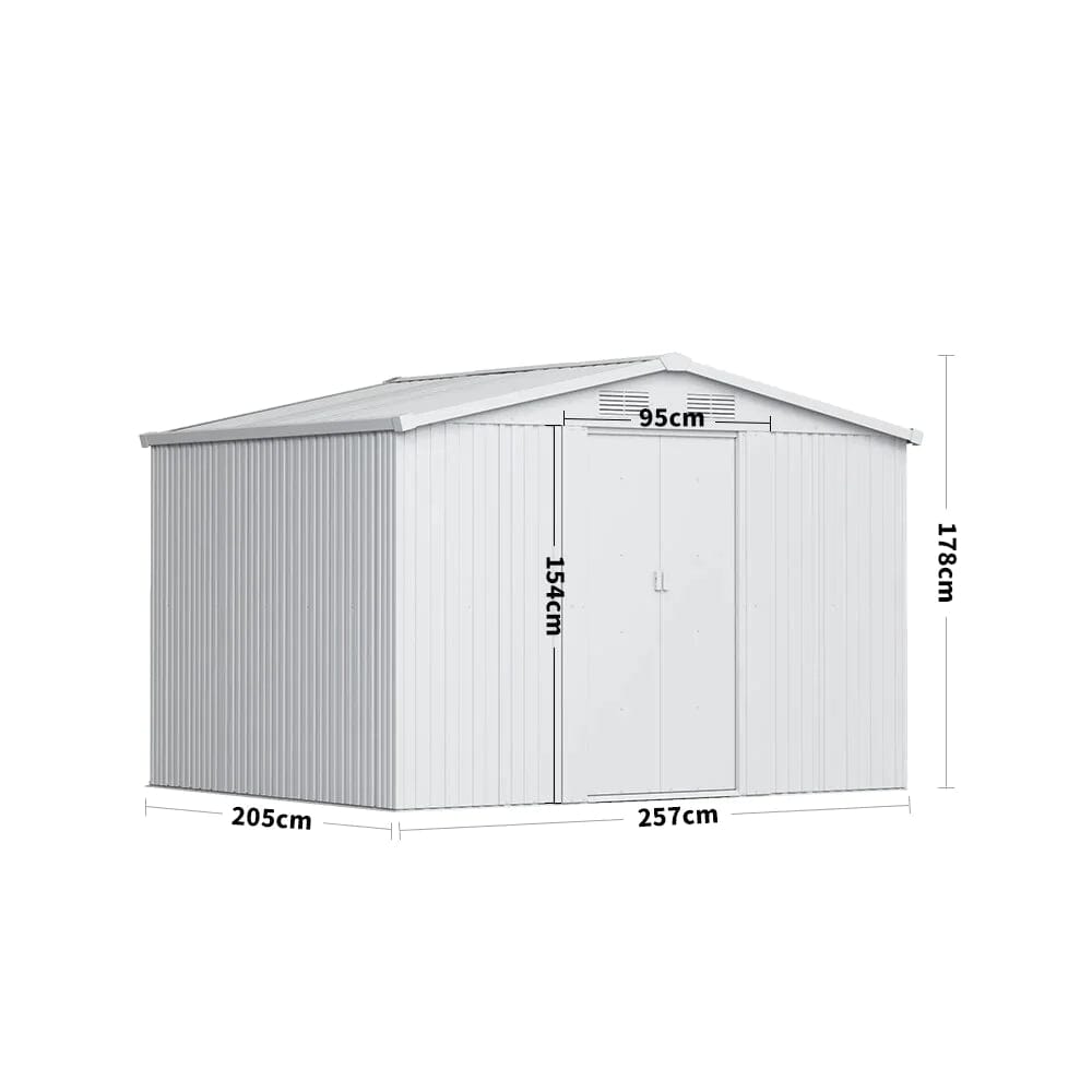 Lockable Waterproof Gabled Roof Garden Shed Steel Cushion Storage Box Garden Sheds Living and Home