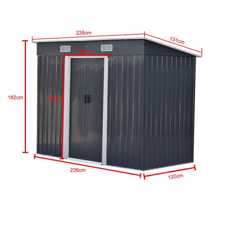 4' x 6' ft / 4' x 8' ft Garden Shed with Skillion Roof Top Steel Garden Sheds Living and Home