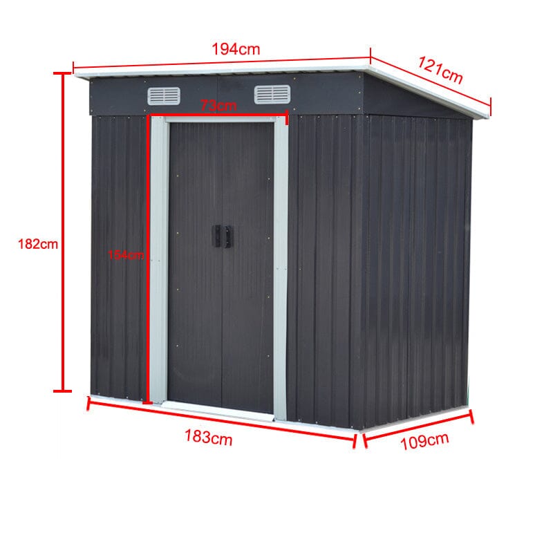 4' x 6' ft / 4' x 8' ft Garden Shed with Skillion Roof Top Steel Garden Sheds Living and Home
