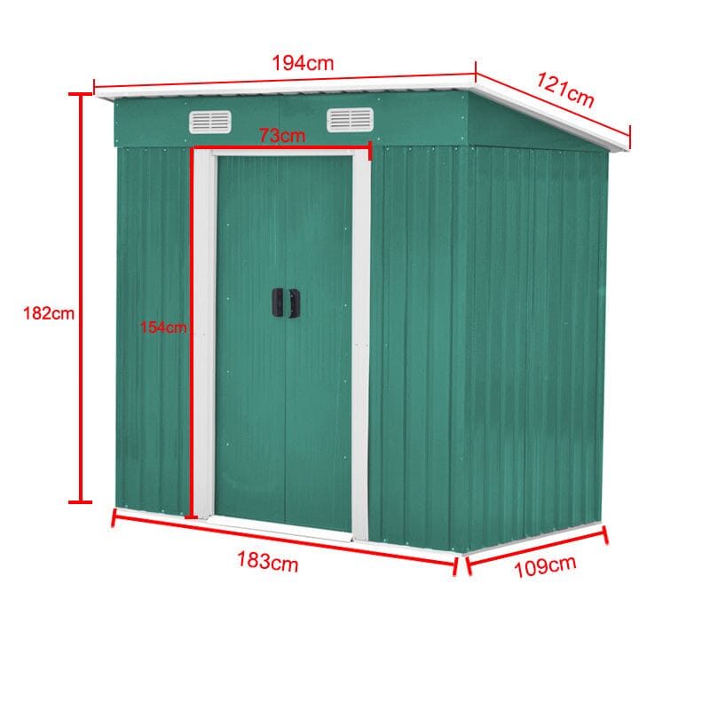 4' x 6' ft / 4' x 8' ft Garden Shed with Skillion Roof Top Steel Garden Sheds Living and Home