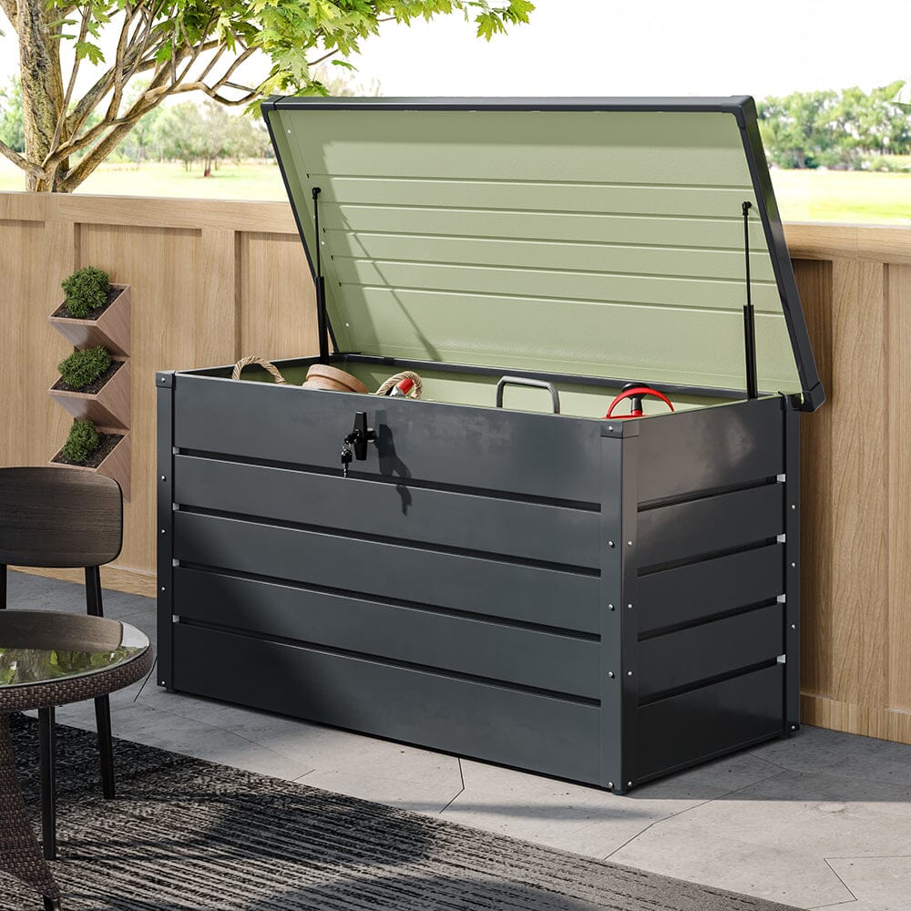 Garden Steel Box 200/300L Patio Waterproof Storage Box Garden Storage Boxes Living and Home