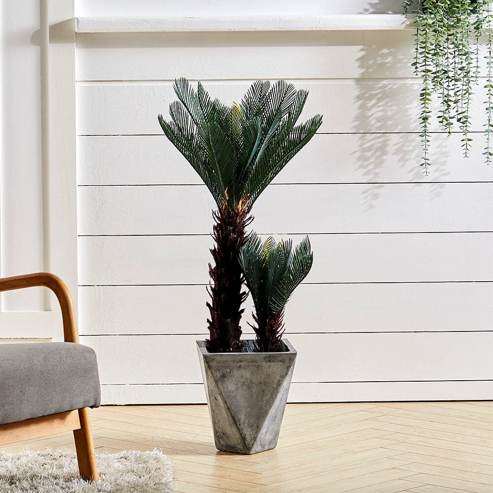 Artificial Double Cycas Decorative Plant in Planter Living and Home