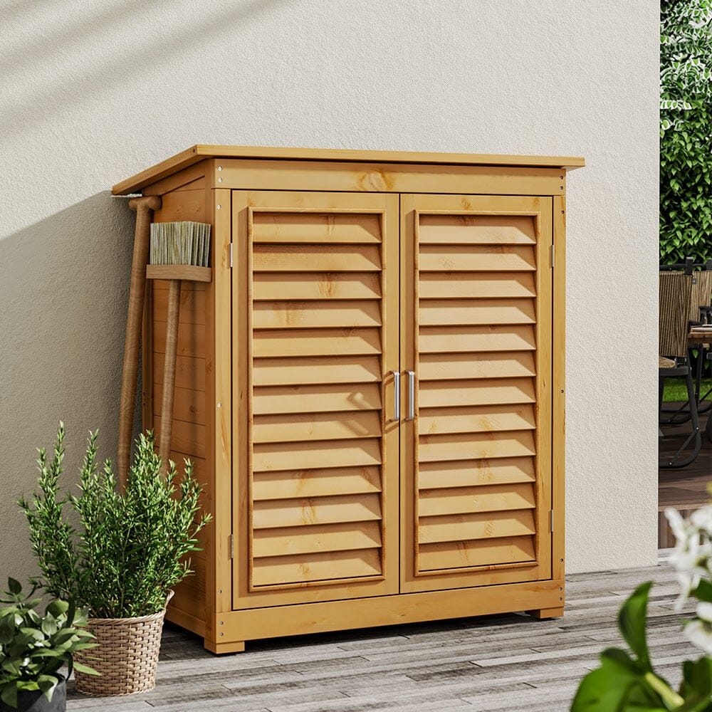 97cm H Outdoor Solid Wood Storage Cabinet Garden Tool Shed Garden Sheds Living and Home