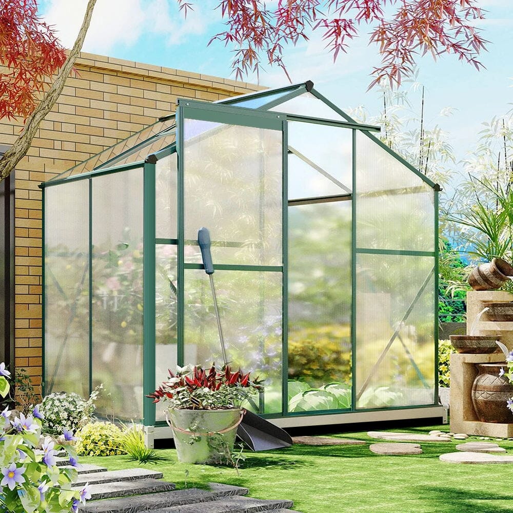 4×6 ft/ 6×6 ft/ 8×6 ft/ 10×6 ft Garden Greenhouse Green Framed with Vent Greenhouses Living and Home
