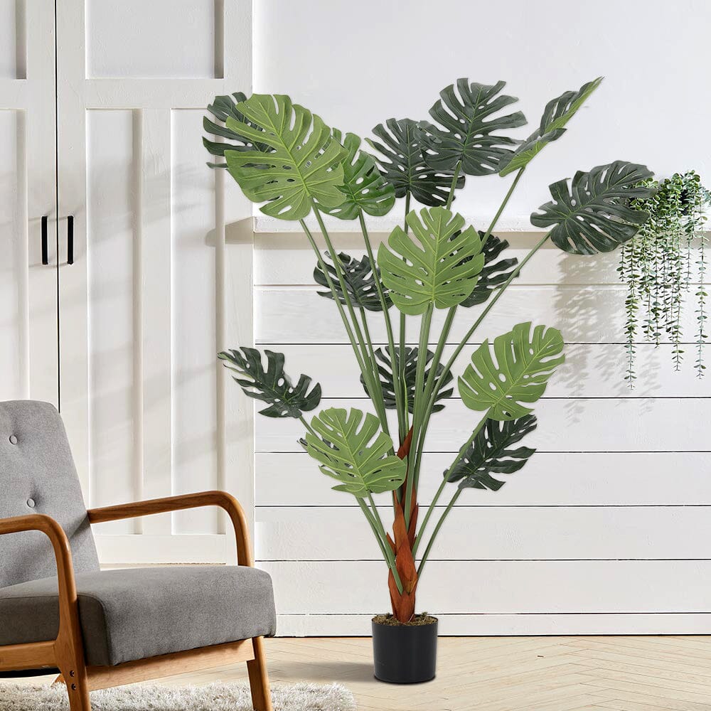 Artificial Tropical Monstera Tree Faux Plant in Pot Living and Home
