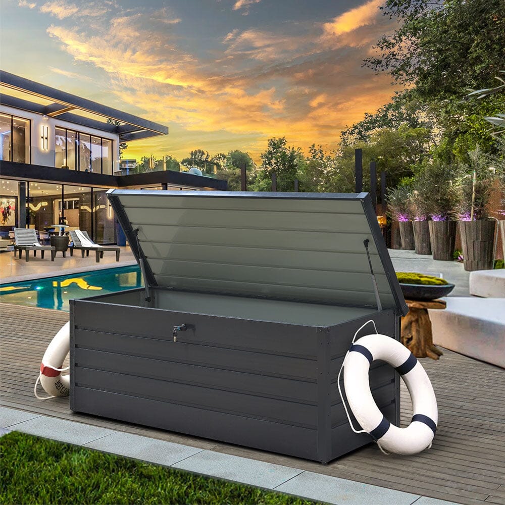 600L Metal Outdoor Garden Storage Box Lockable Garden Storage Boxes Living and Home