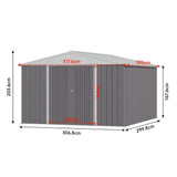 10.5 x 6.7ft Outdoor Garden Metal Storage Shed with Lockable Double Doors Garden Sheds Living and Home 317.6cm W x 305cm D x 203.6cm H 