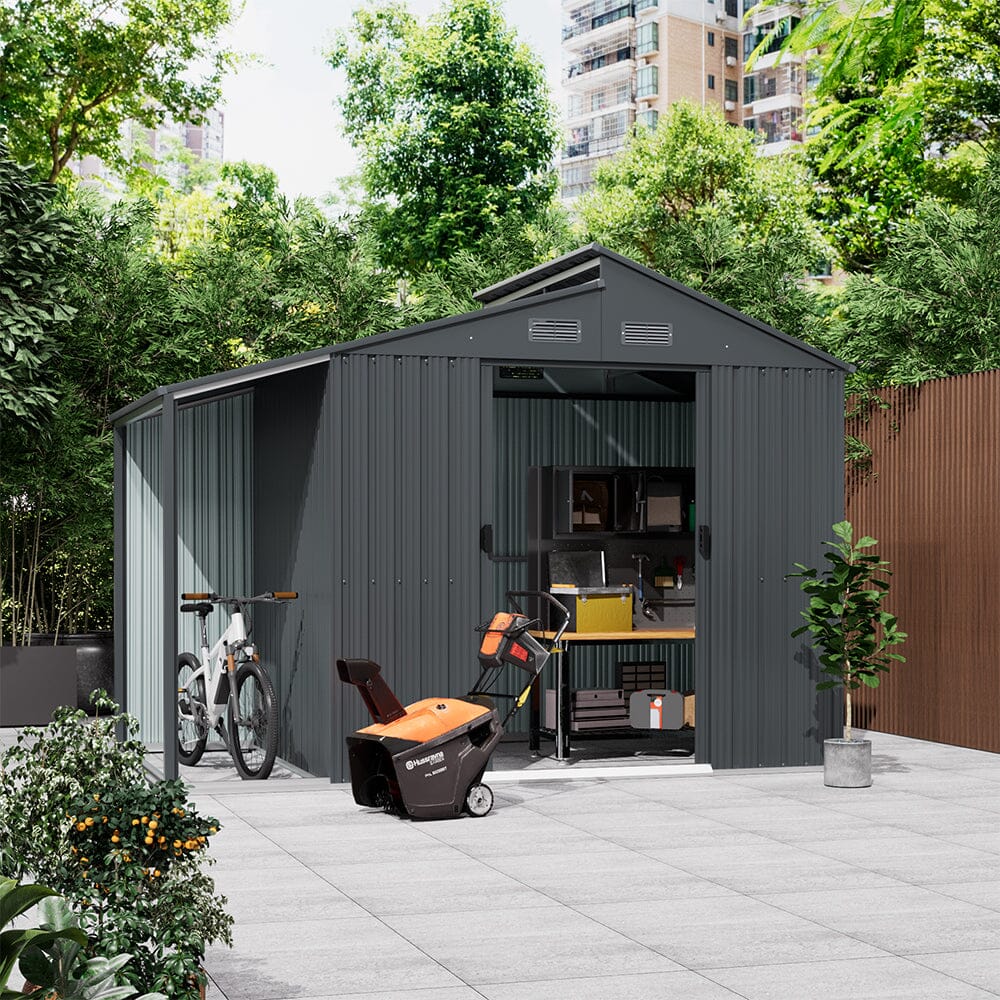 Outdoor Galvanized Steel Storage Shed with Lean-to Living and Home