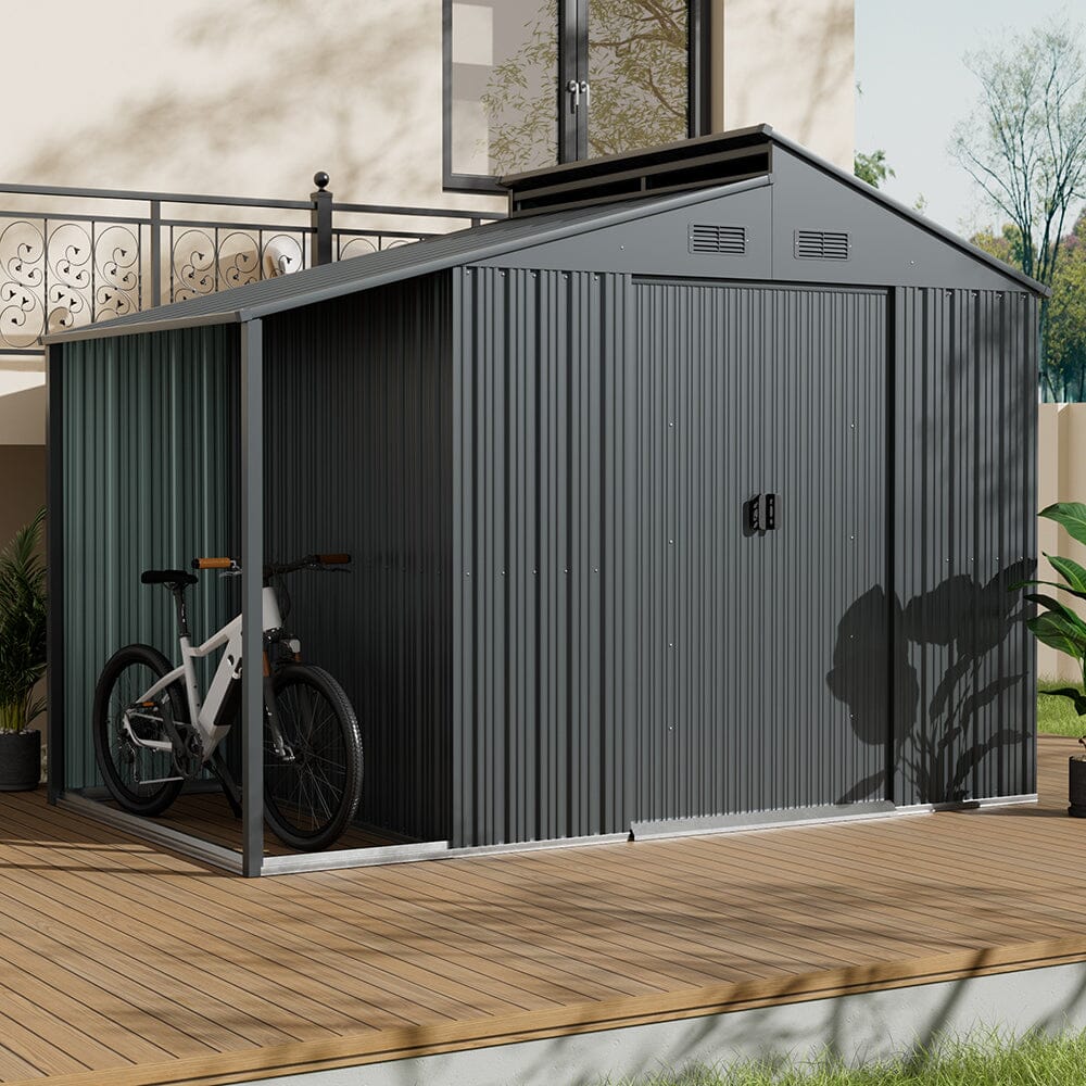 Outdoor Galvanized Steel Storage Shed with Lean-to Living and Home