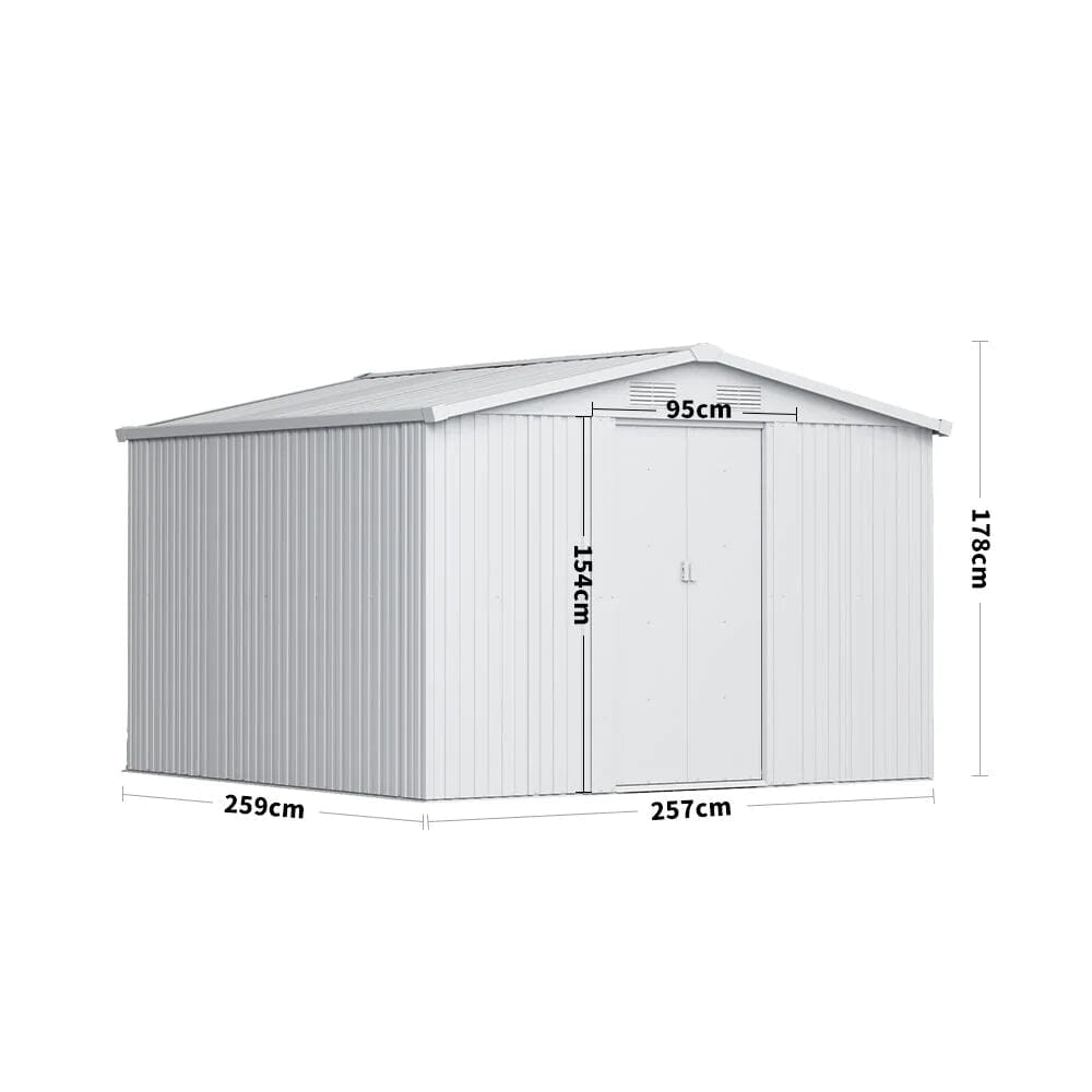 Lockable Waterproof Gabled Roof Garden Shed Steel Cushion Storage Box Garden Sheds Living and Home