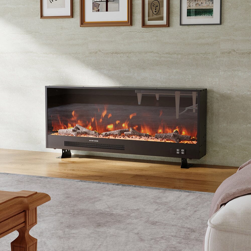 Smallbee 117.5cm Electric Fireplace with WiFi, LED Display, Resin Logs & Crystal Stones, Heating Function Smallbee UK