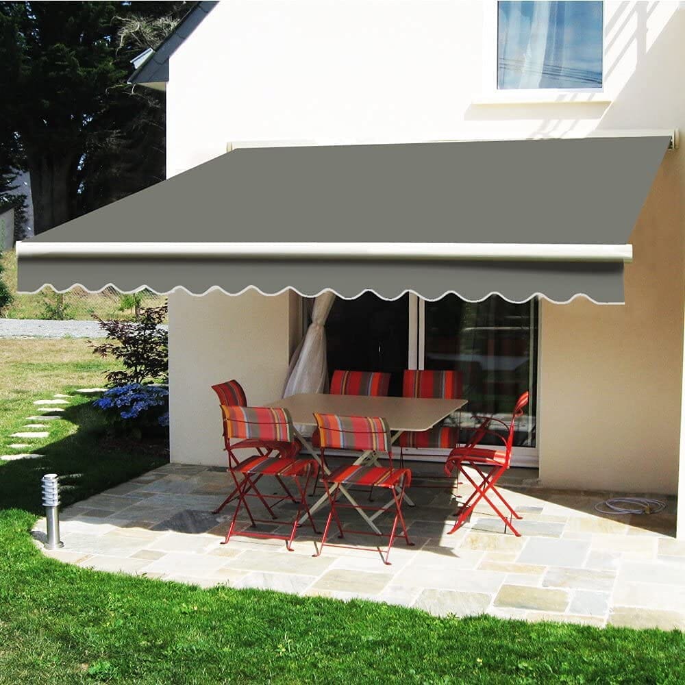 Outdoor Retractable Patio Manual Shelter Awning Canopy for Window and Door Patio Awnings Living and Home