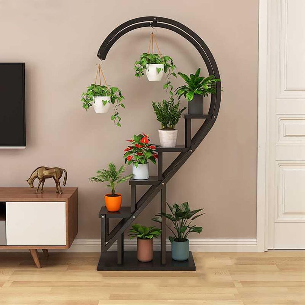 Creative Curved 4 Tier Plant Stand Bonsai Display Shelf Shelves & Racks Living and Home Black