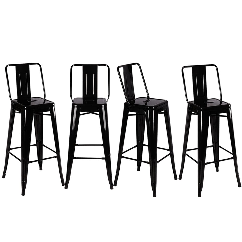 Set of 4 Metal Bar Stool Industrial Style High Chair Bar Stools Living and Home