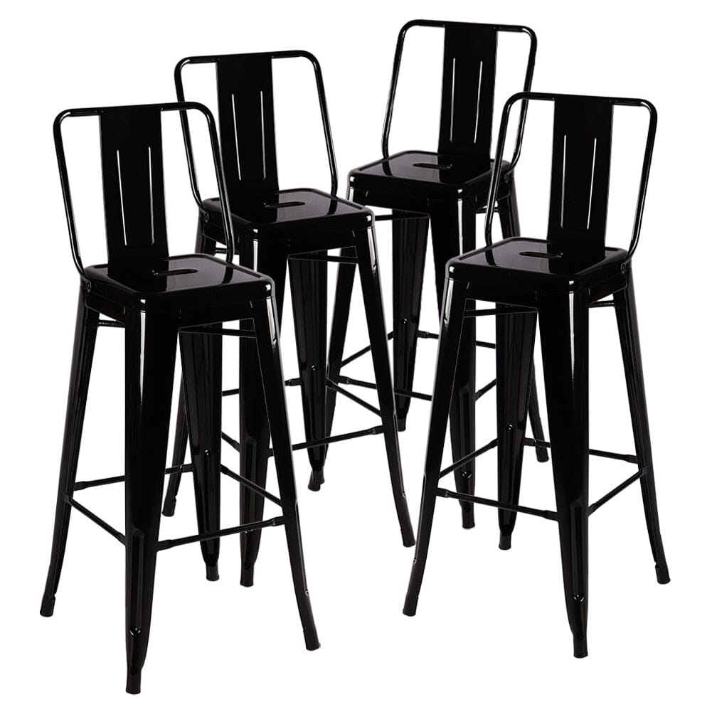 Set of 4 Metal Bar Stool Industrial Style High Chair Bar Stools Living and Home