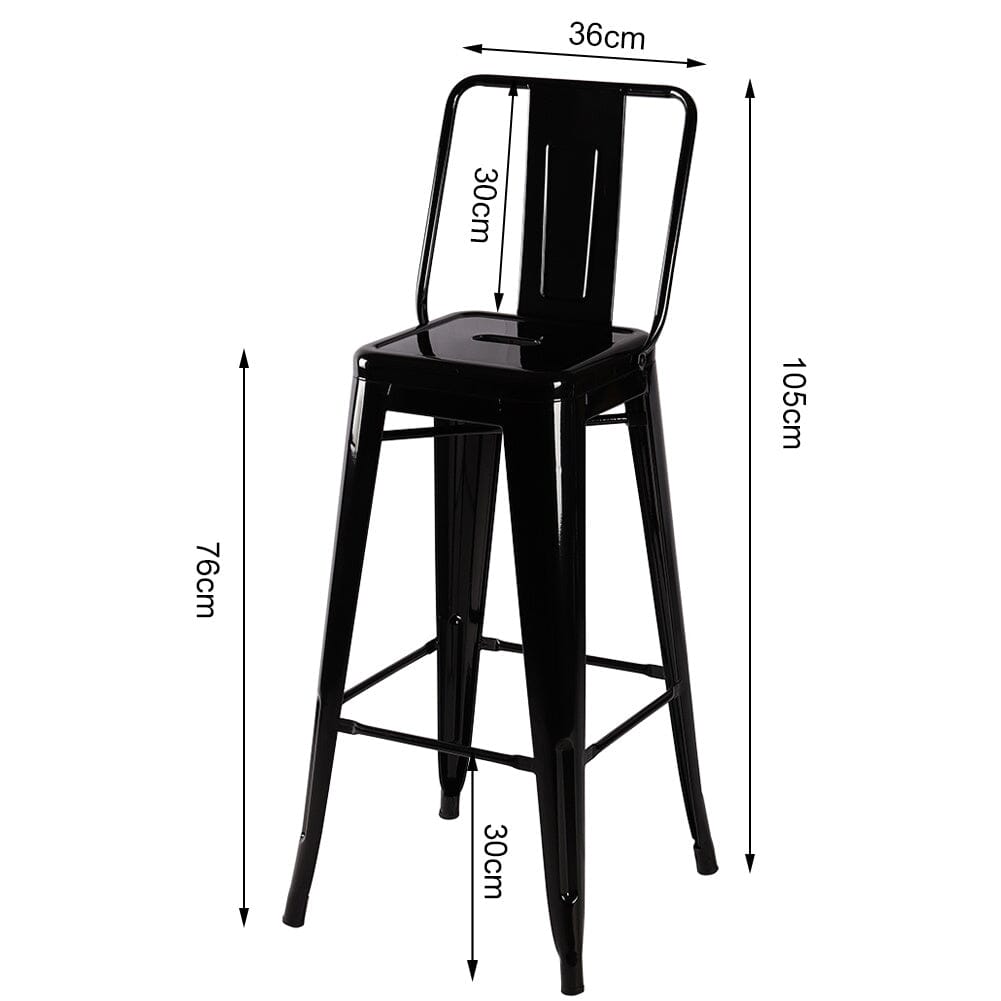 Set of 4 Metal Bar Stool Industrial Style High Chair Bar Stools Living and Home