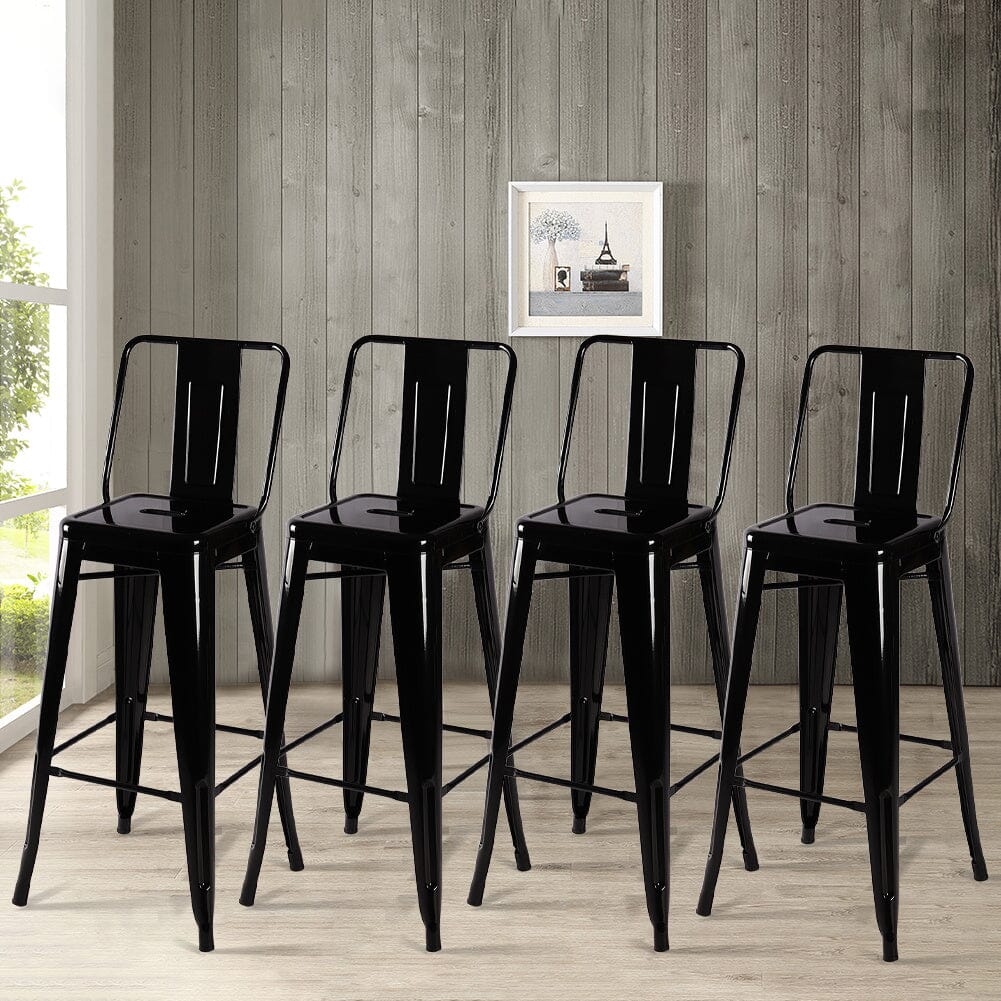 Set of 4 Metal Bar Stool Industrial Style High Chair Bar Stools Living and Home