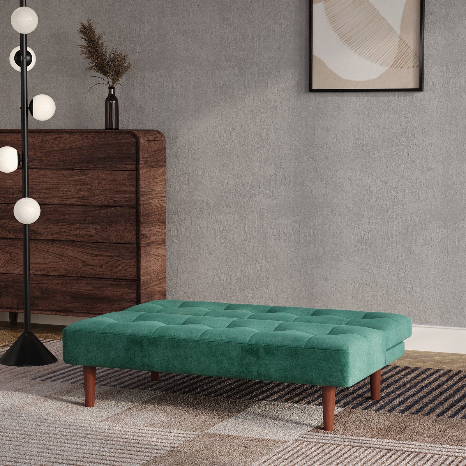 4ft Wide Modern 3 Seater Padded Convertible Sofa Bed with Wooden Legs Sofa Beds Living and Home