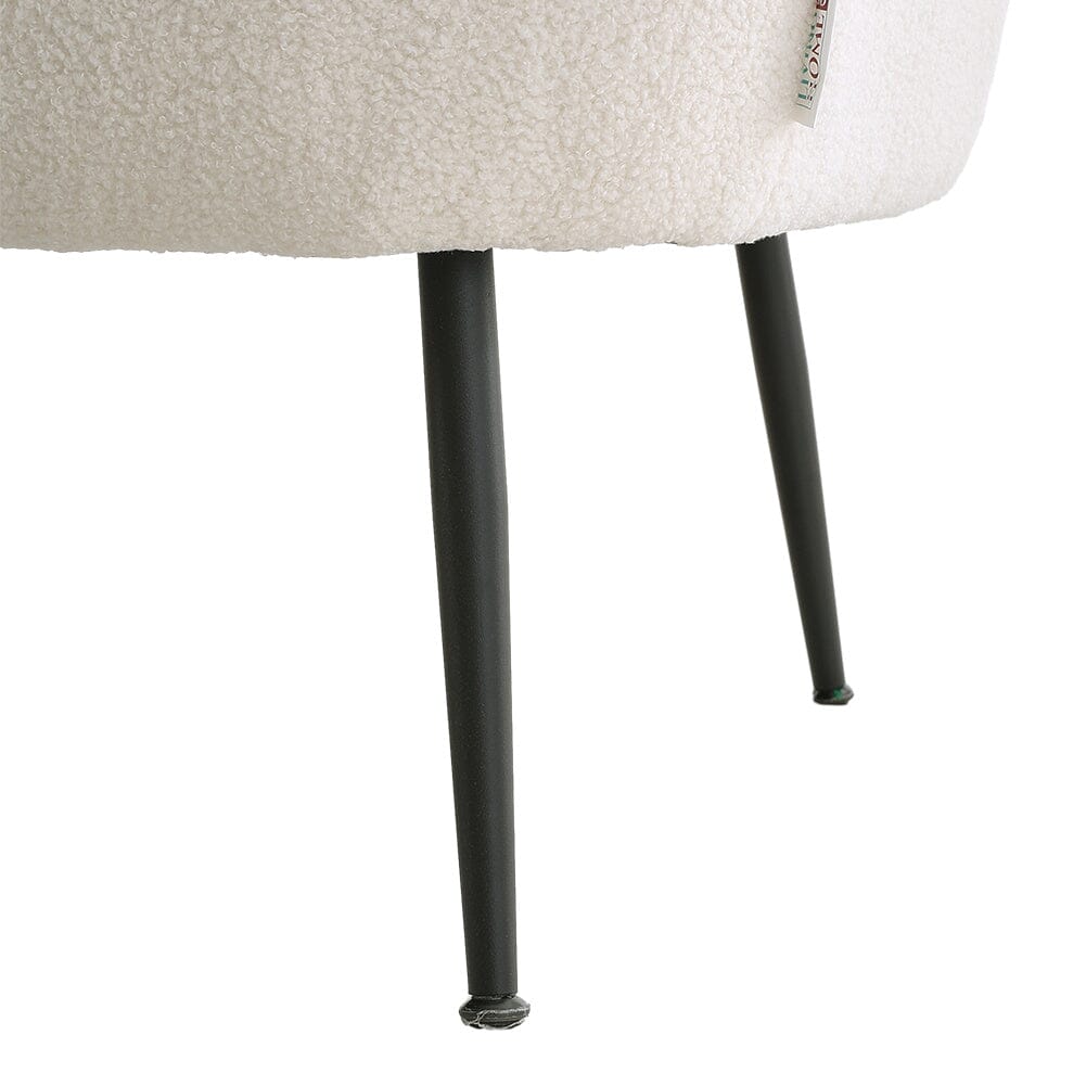 140cm White 2 Seater Sofa Teddy Fabric Loveseat with Metal Legs 2 Seater Sofas Living and Home