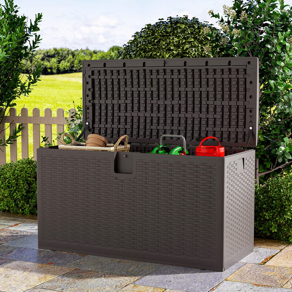 127cm W 99 Gallons Rattan Garden Storage Outdoor Deck Box Garden Storage Boxes Living and Home