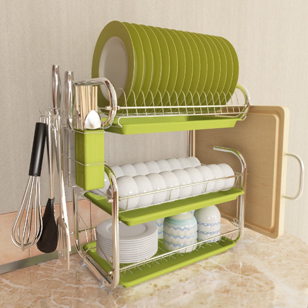 3-Tier Dish Drainer Storage Stand Bowl Plate Dryer Tray – Living