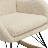 Modern Faux Wool Rocking Chair Upholstered Beige Rocking Chairs Living and Home 