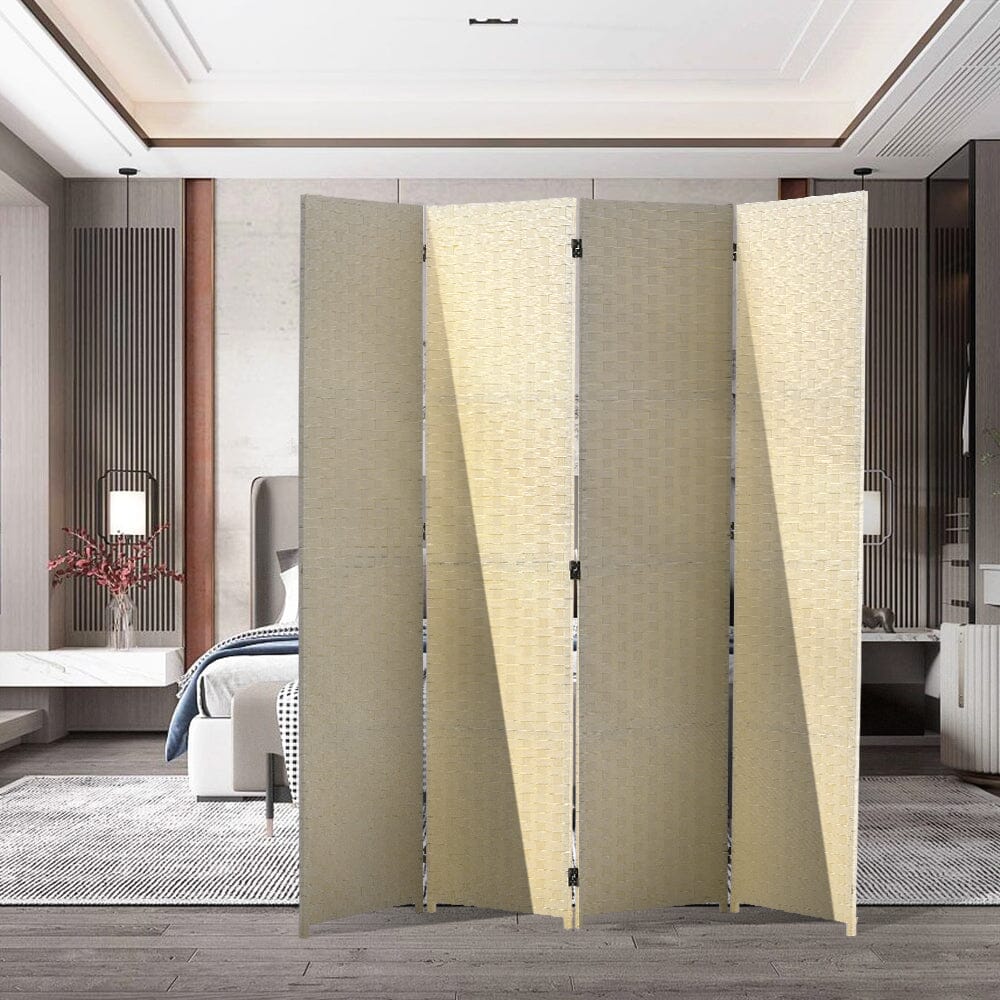 2 Style Bamboo Woven 4-Panel Folding Room Divider Room Dividers Living and Home