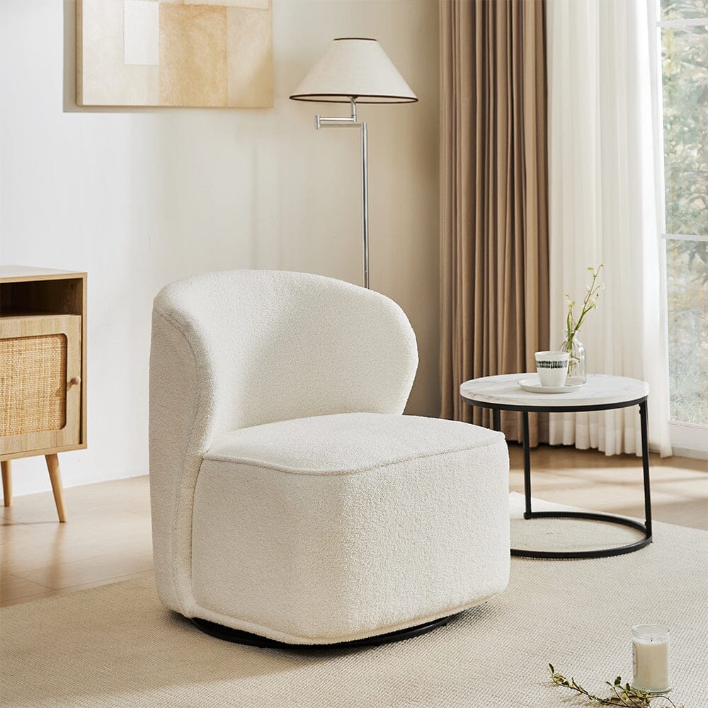 Living Room Upholstered Rolling Armchair Elena Linen Upholstered - Main Image