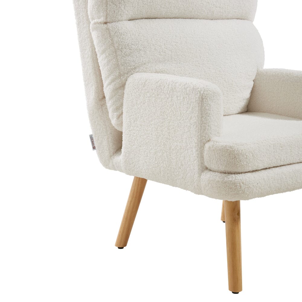 Wooden Legs Velvet Armchair Chair with Footrest Armchair Living and Home