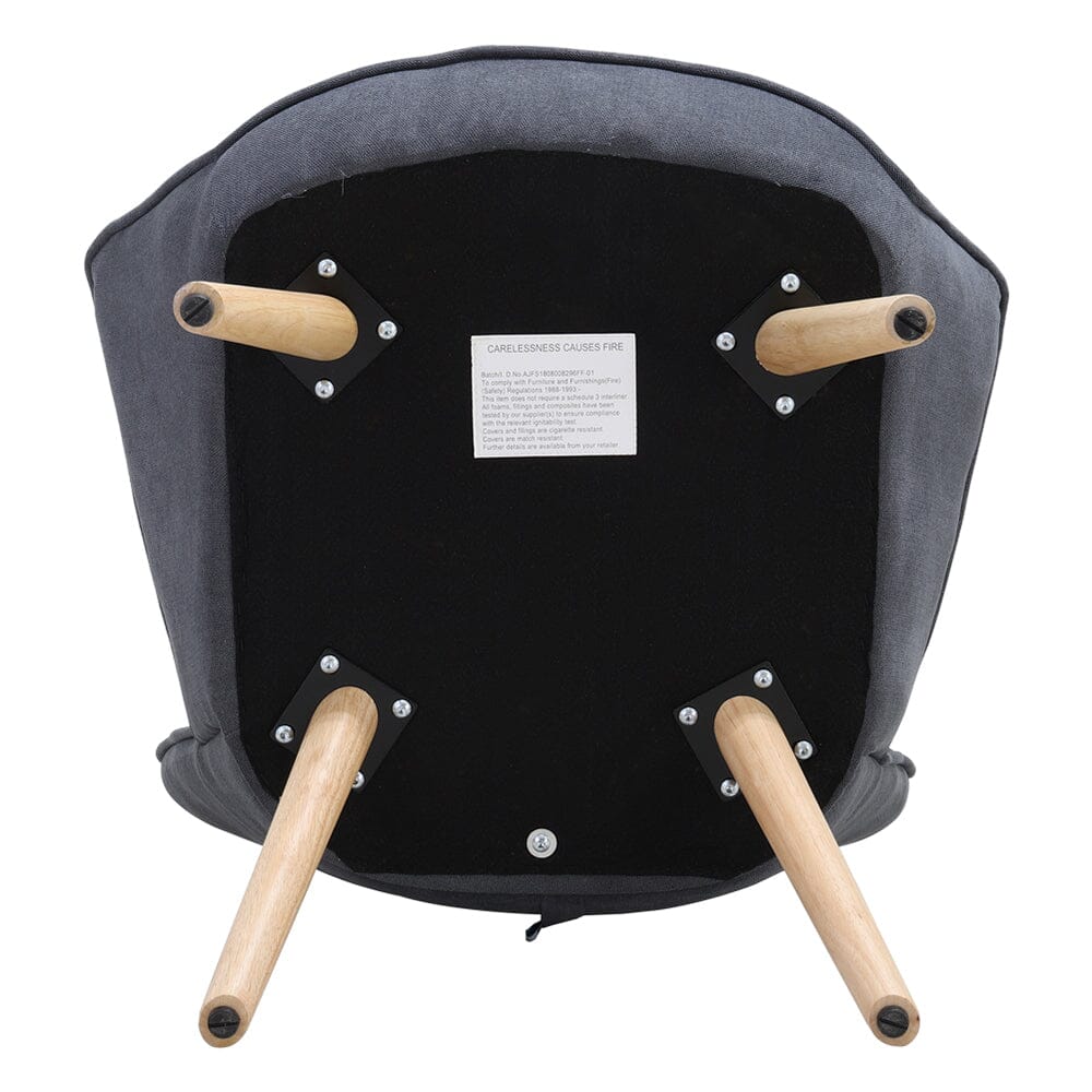 Tufted Button Linen Armchair with Wooden Legs Armchair Living and Home