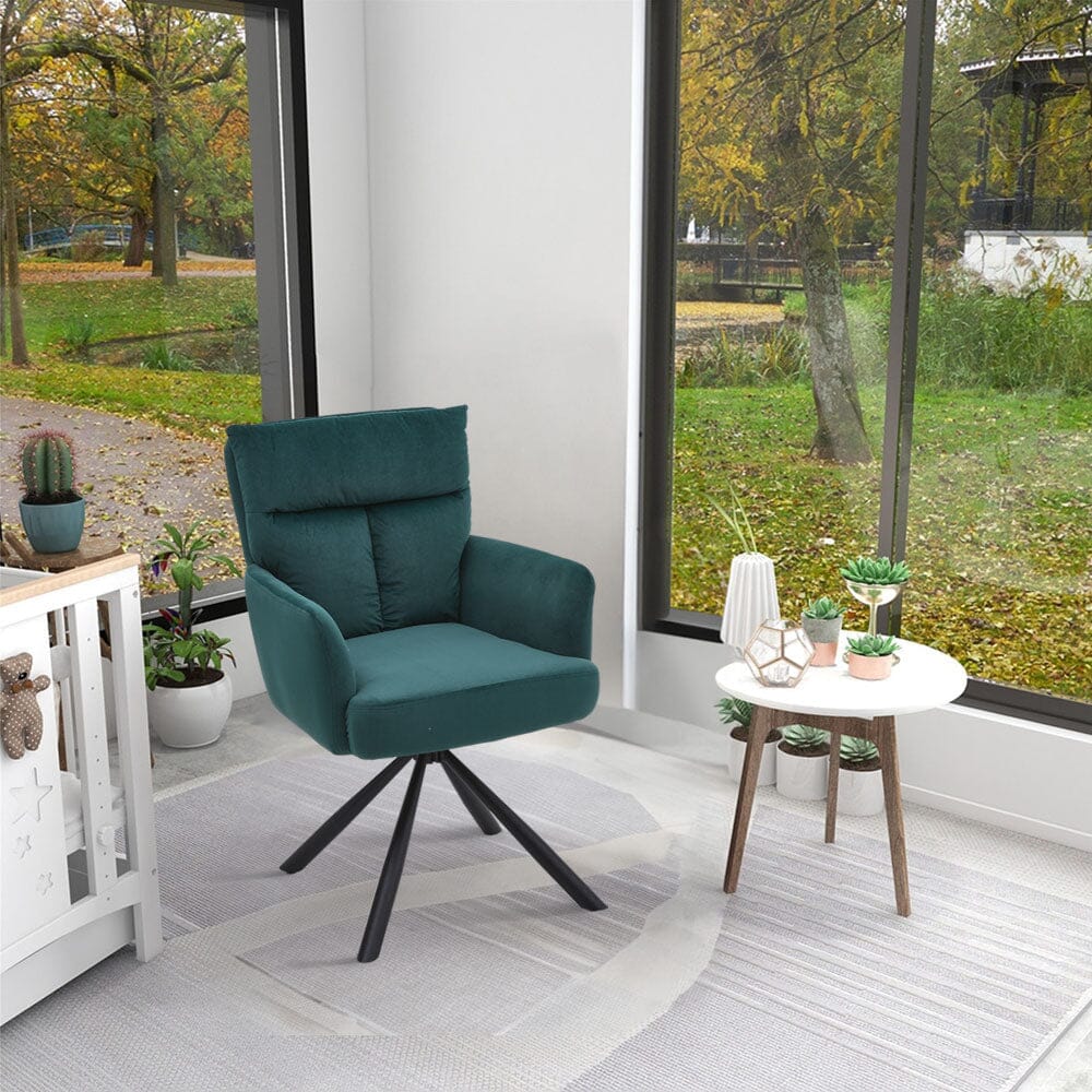 Modern Upholstered Swivel Armchair with Black Legs Armchair Living and Home Green 1 Unit