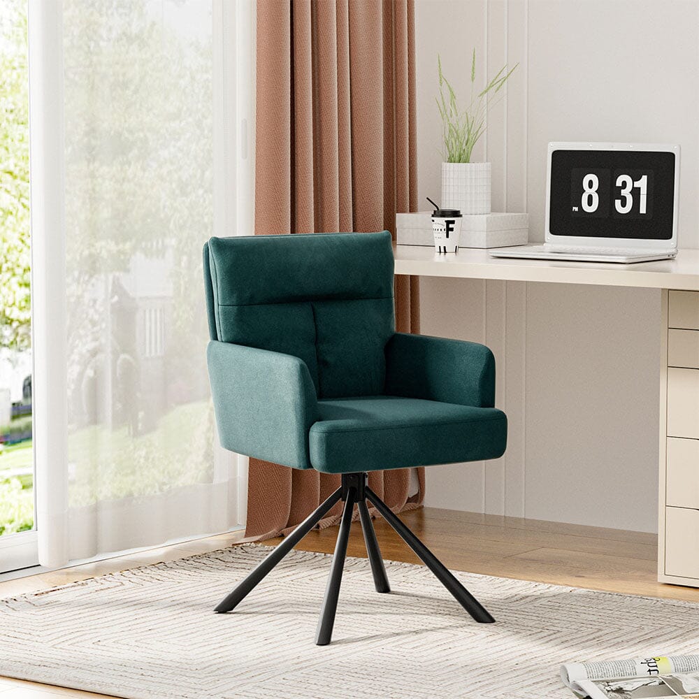 Modern Upholstered Swivel Armchair with Black Legs Armchair Living and Home Green 2 Units