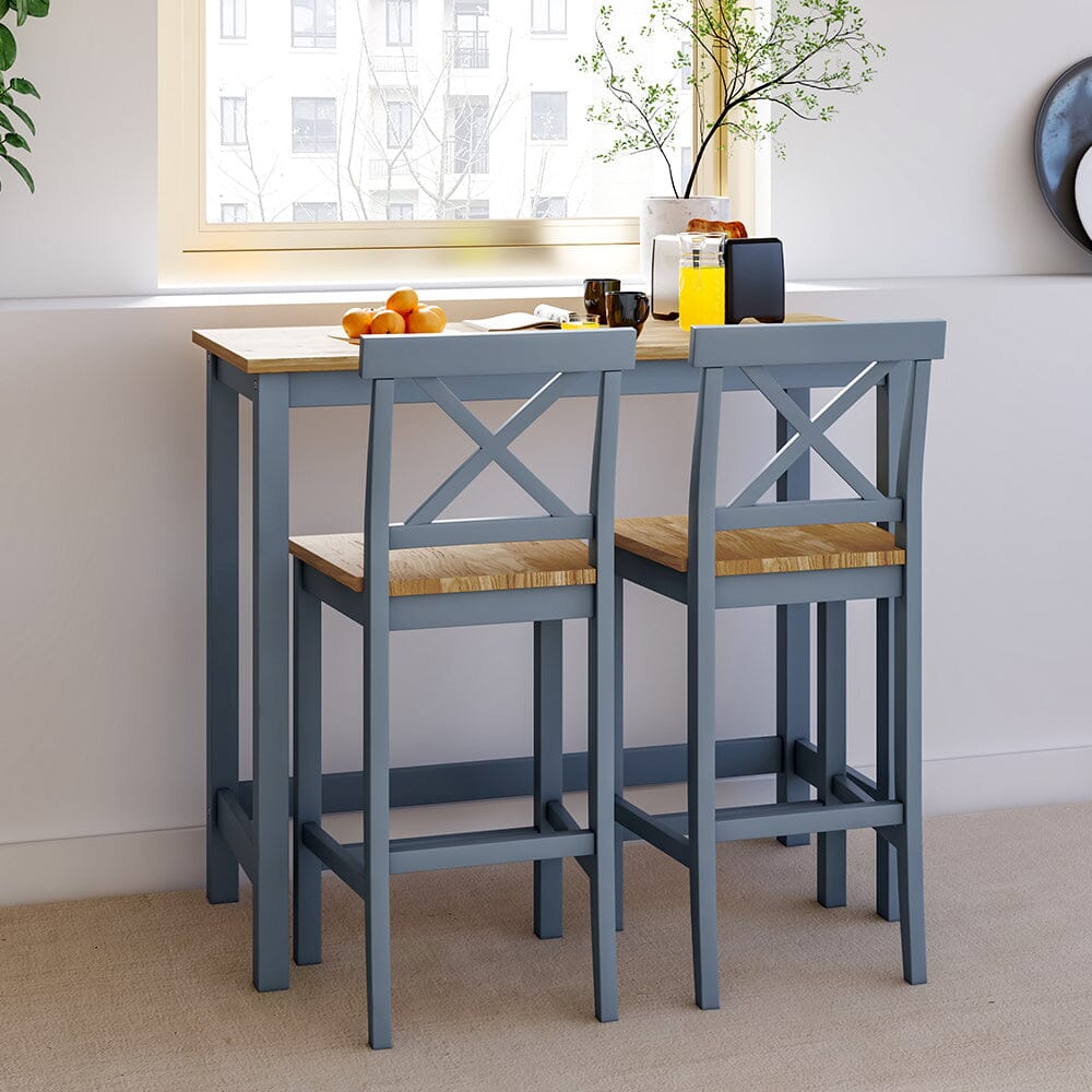 Solid Wood Pine Dining Set with 2 X Shaped Chairs Grey Dining Sets Living and Home