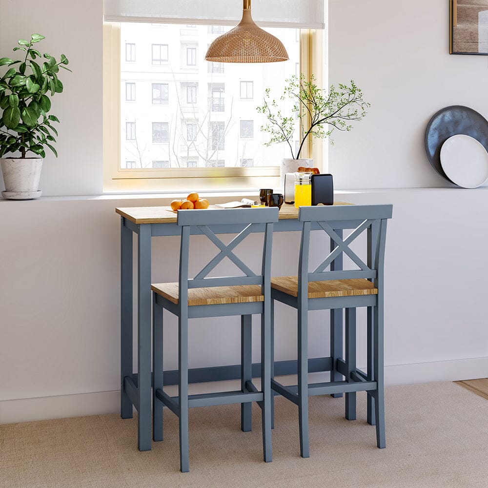 Solid Wood Pine Dining Set with 2 X Shaped Chairs Grey Dining Sets Living and Home