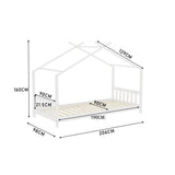 Nordic Style Pine Wood Bed Frame Toddler Kid Single Bed with Roof Bed Frames Living and Home 