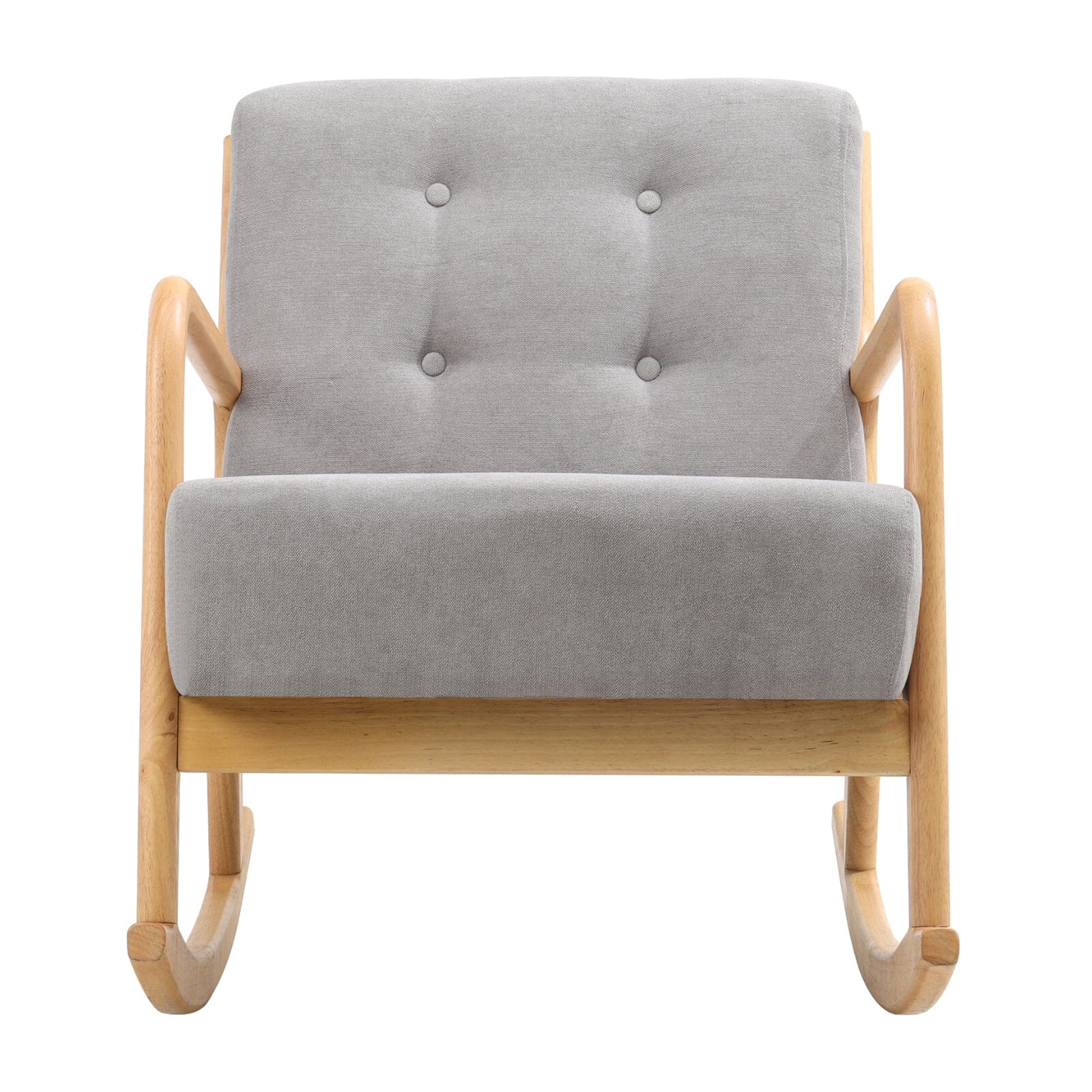 Grey Linen Rocking Chair Upholstered Seat Lounge Chair with Pillow Rocking Chairs Living and Home