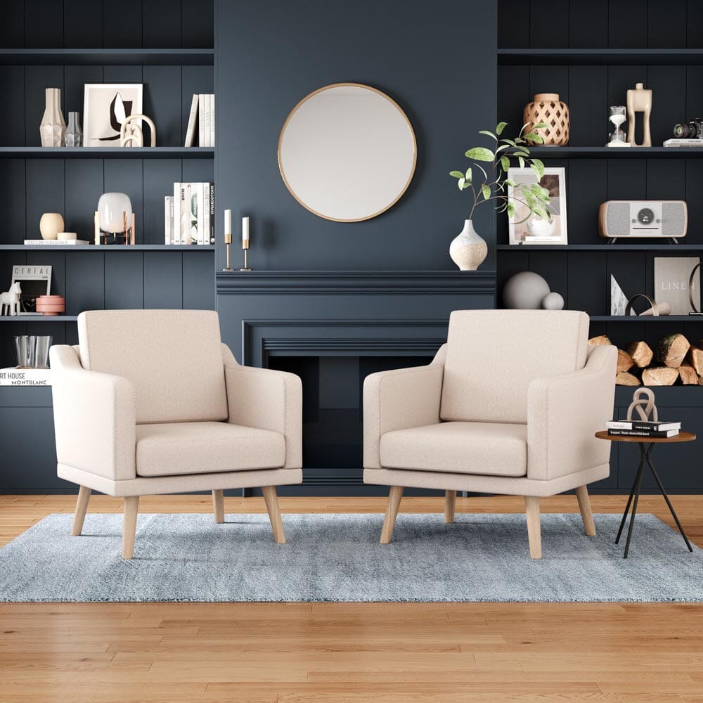 Linen Upholstered Padded Armchair for Home and Office Armchair Living and Home 2 Units