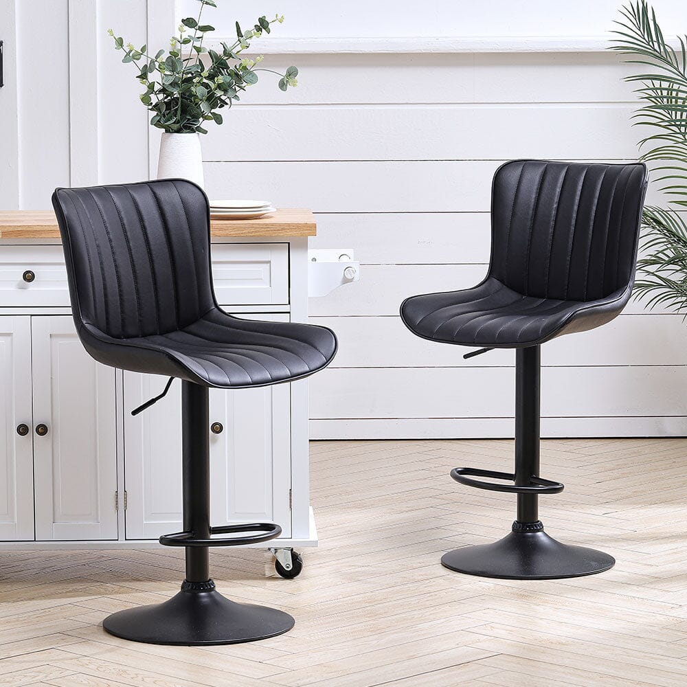 Set of 2 Gas Lift Faux Leather Bar Stool Black Bar Stools Living and Home