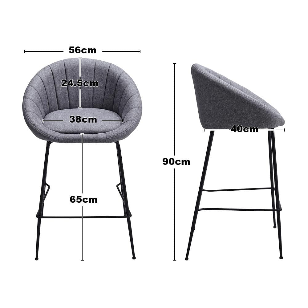 Grey Round Backrest Chair with Metal Legs Living and Home