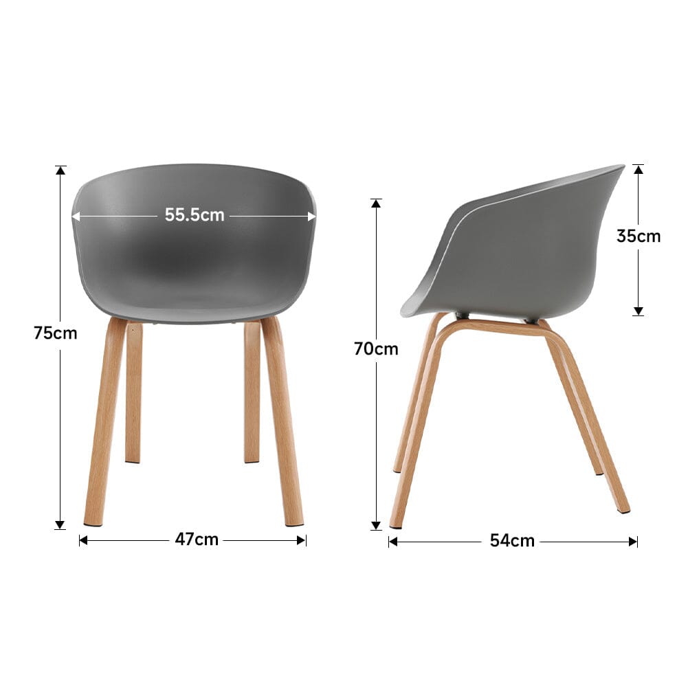 Modern Gray Plastic Chair with Heat Transfer-Printed Legs, Set of Four Living and Home