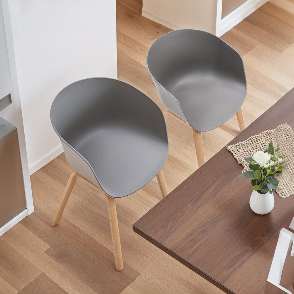 Modern Gray Plastic Chair with Heat Transfer-Printed Legs, Set of Four Living and Home