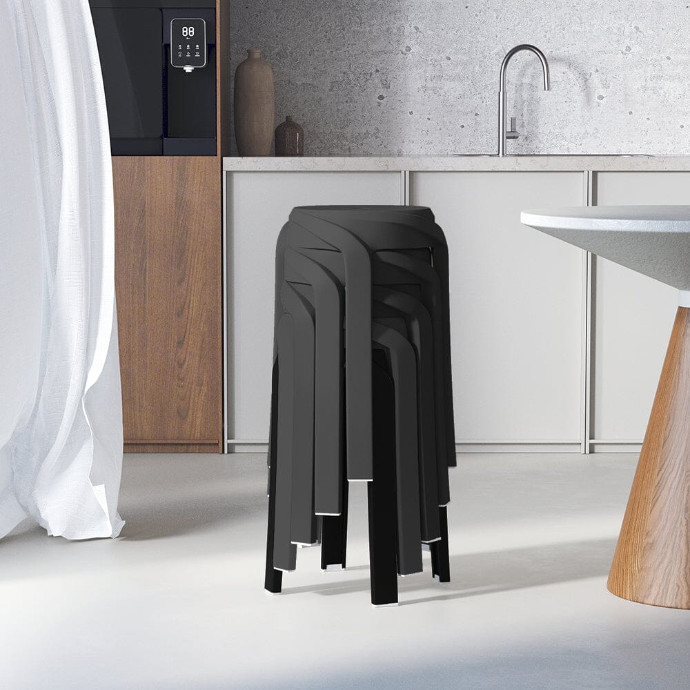 Set of 10 Plastic Stackable Round Stools Living Room Chairs Living and Home