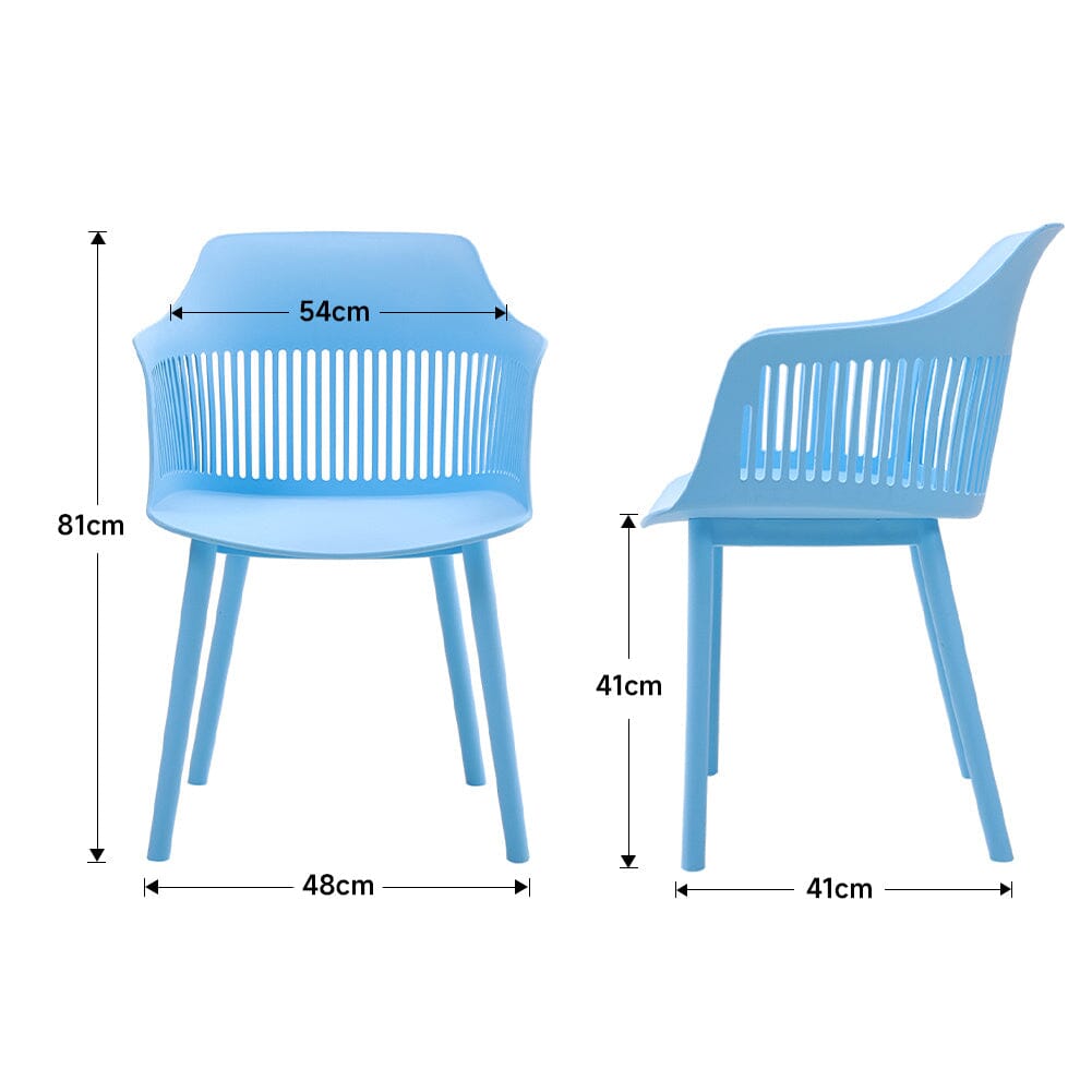 Vibrant Blue Plastic Chair, Set of Four, Durable and Lightweight Living and Home