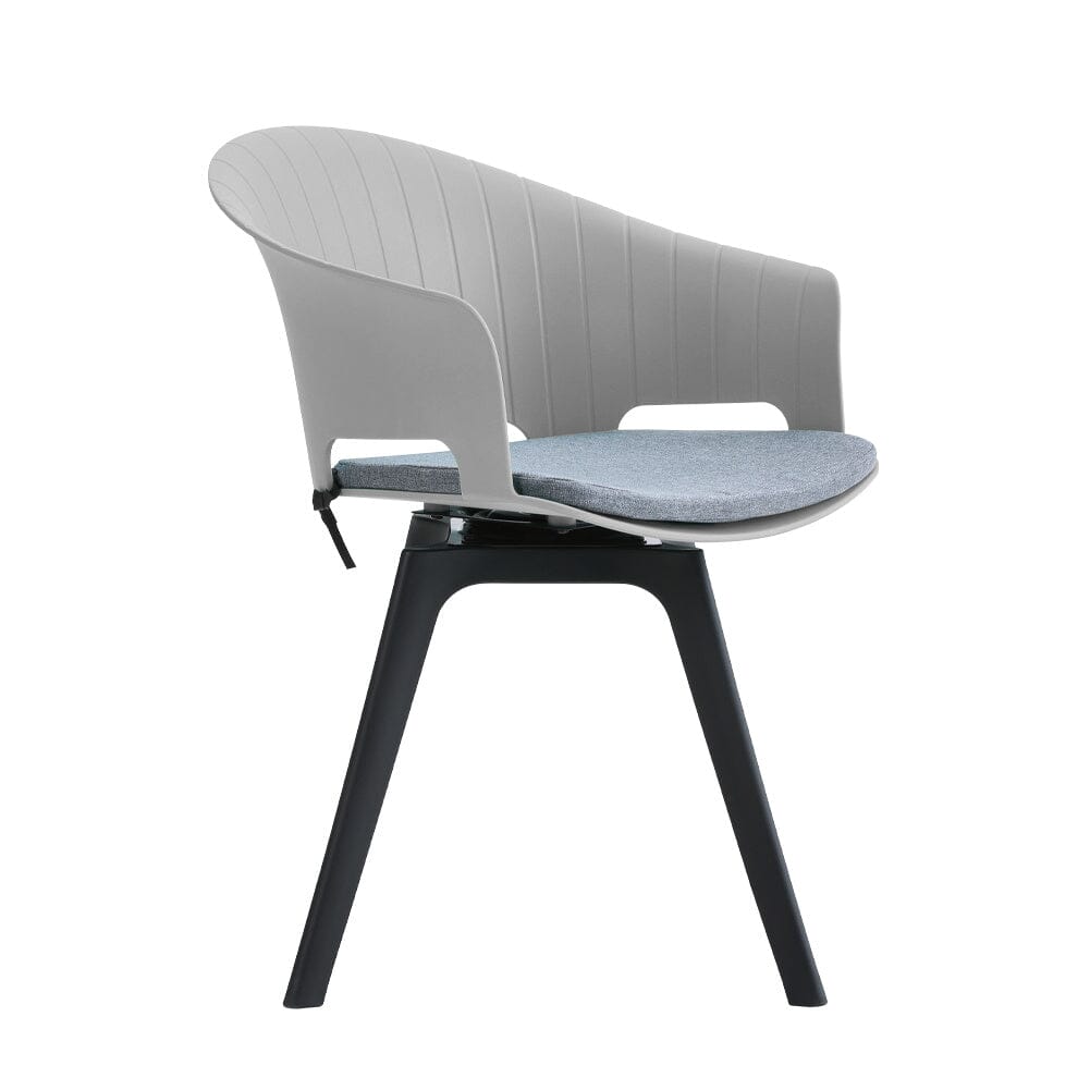 Versatile Gray Swivel Plastic Chairs, Set of Four, Durable and Lightweight Living and Home