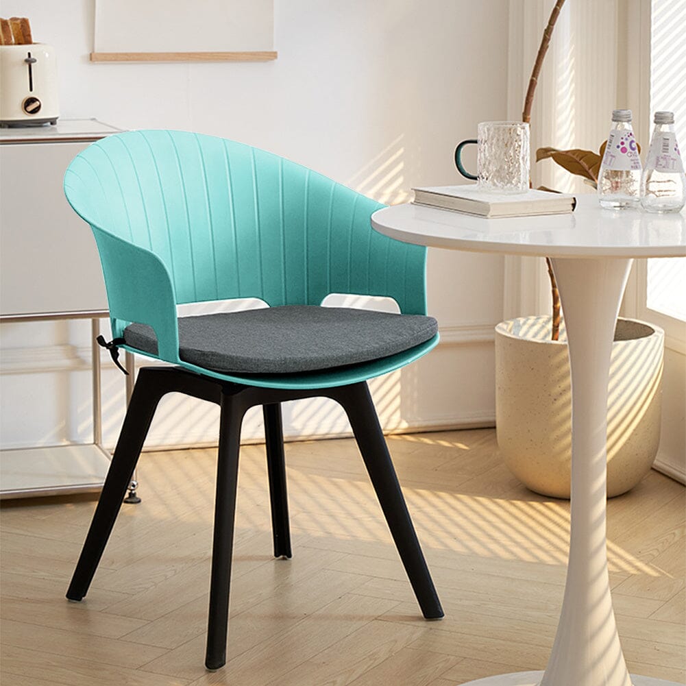 Versatile Gray Swivel Plastic Chairs, Set of Four, Durable and Lightweight Living and Home