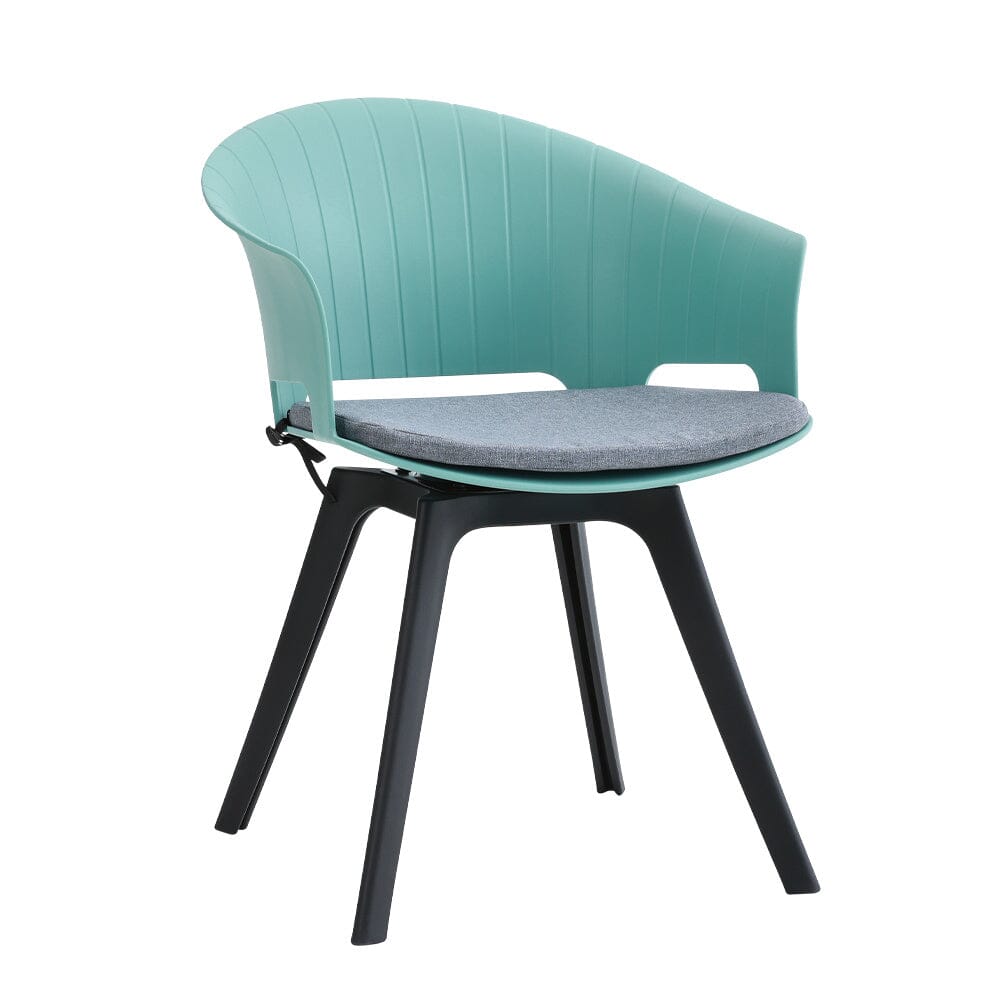 Versatile Gray Swivel Plastic Chairs, Set of Four, Durable and Lightweight Living and Home